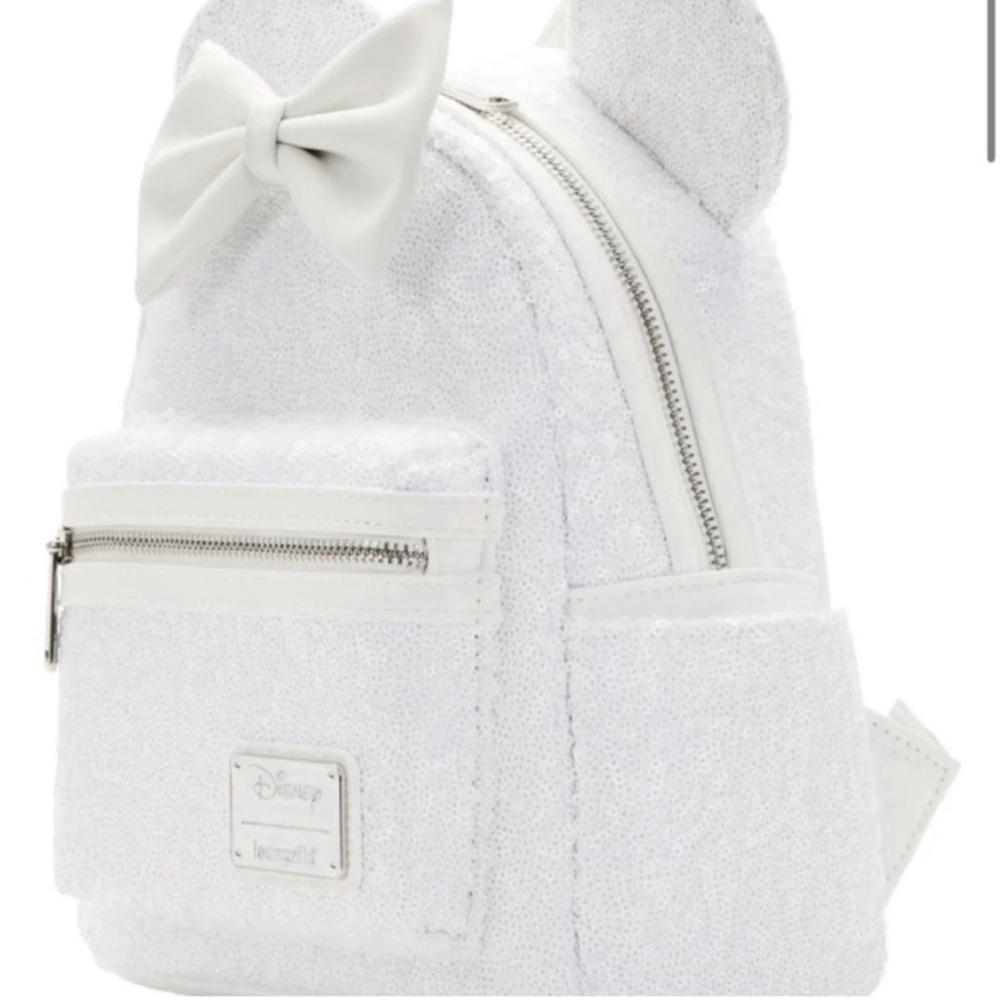 Loungefly White Sequin Mini Backpack - image 3
